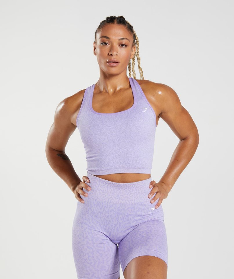 Women\'s Gymshark Adapt Animal Seamless Crop Tanks Purple | NZ 7JCEGV